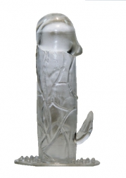 Гелевая насадка на половой член с с клиторальным стимулятором