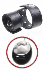 Кожаный электропроводящий бондаж с пультом управления  массажер