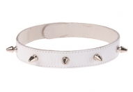 Тонкий ошейник белый кожа