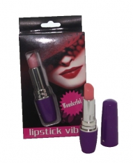 Вибратор в форме помады фиолетовый.